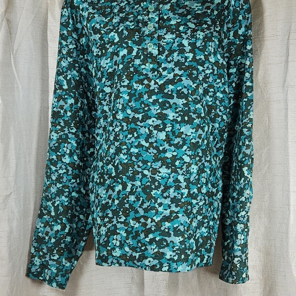 Vintage Nicole Summers green floral silk blouse top Womens XLarge - Picture 6 of 9
